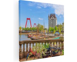 Artaza Canvas Schilderij Kleurrijke Oude Haven In Rotterdam - 60x60 - Foto Op Canvas - Canvas Print