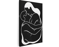Artaza Canvas Schilderij Knuffelend Koppel in Zwart Wit - 80x120 cm - Groot - Wanddecoratie Woonkamer - Schilderijen - Muurdecoratie