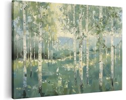 Artaza Canvas Schilderij Kunstwerk van een Berkenbos - Landschap - 30x20 cm - Klein - Wanddecoratie Woonkamer - Schilderijen - Muurdecoratie