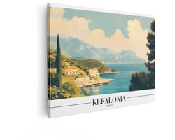 Artaza Canvas Schilderij Kustlandschap Griekenland - 40x30 cm - Wanddecoratie Kefalonia - Muurdecoratie Vintage Natuur - Schilderijen Op Canvas