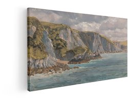 Artaza Canvas Schilderij Kustlijn - 80x40 cm - Wanddecoratie Zee - Muurdecoratie Landschap - Schilderijen Op Canvas Natuur - Turquoise