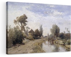 Artaza Canvas Schilderij Landschap bij Kortenhoef - Paul Joseph Constantin Gabriël - 90x60 - Kunst - Canvas Print - Muurdecoratie