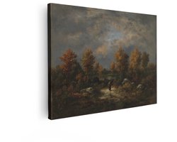 Artaza Canvas Schilderij Landschap Schilderij - 40x30 cm - Wanddecoratie Herfst Bomen - Muurdecoratie Natuur - Decoratie Woonkamer - Kamer Accessoires