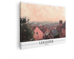 Artaza Canvas Schilderij Leicester - 80x60 cm - Wanddecoratie Engeland - Muurdecoratie Stad - Schilderij Landschap Woonkamer - Roze