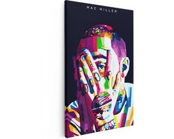 Artaza Canvas Schilderij Mac Miller in Abstracte Kleuren - 60x90 cm - Wanddecoratie Woonkamer - Schilderijen - Muurdecoratie