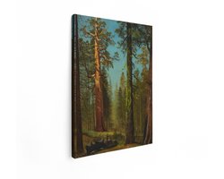 Artaza Canvas Schilderij Majestueuze Sequoia'S in een Mistig Bos - Geschilderd in een Realistische Stijl - 30x40 cm - Klein - Wanddecoratie Woonkamer - Schilderijen - Muurdecoratie