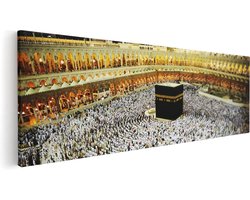 Artaza Canvas Schilderij Mekka - 60x20 cm - Wanddecoratie Islam - Muurdecoratie Arabisch - Kamer Accessoires