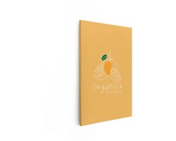 Artaza Canvas Schilderij Minimalistische Illustratie van Sinaasappels met het Woord Organica - 40x60 cm - Wanddecoratie Woonkamer - Schilderijen - Muurdecoratie
