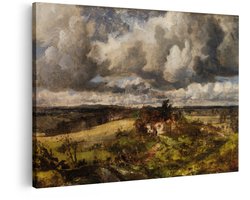 Artaza Canvas Schilderij Natuur - 30x20 cm - Wanddecoratie Landschap Huisje - Muurdecoratie Antiek Schilderij - Decoratie Woonkamer - Kamer Accessoires