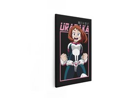 Artaza Canvas Schilderij Ochaco Uraraka - een Animepersonage in Heldenkostuum met Gebalde Vuisten - 40x60 cm - Wanddecoratie Woonkamer - Schilderijen - Muurdecoratie