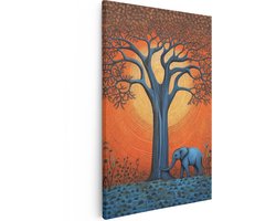 Artaza Canvas Schilderij Olifant - 20x30 cm - Klein - Wanddecoratie Levensboom - Muurdecoratie Woonkamer - Kamer Accessoires Afrikaans