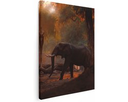 Artaza Canvas Schilderij Olifant In het Bos - 60x80 - Foto Op Canvas - Canvas Print