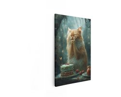 Artaza Canvas Schilderij Oranje Kat - 20x30 cm - Wanddecoratie Dieren - Muurdecoratie Bos - Decoratie Taart - Kamer Accessoires