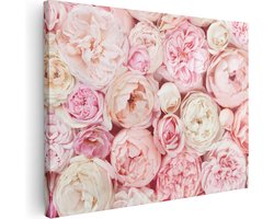 Artaza Canvas Schilderij Pioenrozen - 40x30 cm - Klein - Muurdecoratie Bloemen - Wanddecoratie Woonkamer - Kamer Accessoires Roze