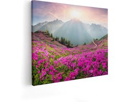 Artaza Canvas Schilderij Rhododendron Bloemenveld In De Alpen - 50x40 - Foto Op Canvas - Canvas Print