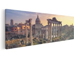Artaza Canvas Schilderij Romeins Architectuur in Rome, Italië - 120x40 cm - Groot - Wanddecoratie Woonkamer - Schilderijen - Muurdecoratie