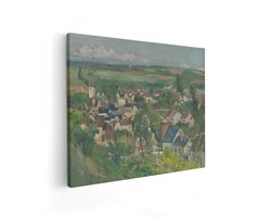 Artaza Canvas Schilderij Schilderachtig Frans Dorpje met Glooiende Groene Heuvels en Huizen - 50x40 cm - Wanddecoratie Woonkamer - Schilderijen - Muurdecoratie