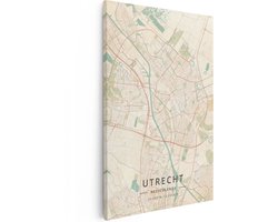 Artaza Canvas Schilderij Stadskaart Utrecht in het Beige - 40x60 cm - Wanddecoratie Slaapkamer - Poster Schilderijen - Muurdecoratie