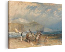 Artaza Canvas Schilderij Strand Turner - 30x20 cm - Wanddecoratie Landschap - Muurdecoratie Kust - Kamer Accessoires Zeilboot