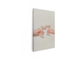 Artaza Canvas Schilderij Twee Handen Heffen Glazen Champagne voor een Toast met Zachte Schaduwen - 40x60 cm - Wanddecoratie Woonkamer - Schilderijen - Muurdecoratie