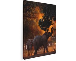 Artaza Canvas Schilderij Twee Olifanten In Het Bos - 60x80 - Foto Op Canvas - Canvas Print