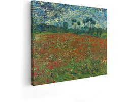 Artaza Canvas Schilderij Van Gogh - 50x40 cm - Wanddecoratie Klaprozenveld - Muurdecoratie Landschap - Kamer Accessoires Bloemen
