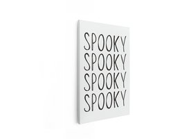 Artaza Canvas Schilderij Vier Keer het Woord 'Spooky' in Handgeschreven Letters op een Witte Achtergrond - 20x30 cm - Klein - Wanddecoratie Woonkamer - Schilderijen - Muurdecoratie