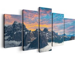 Artaza Canvas Schilderij Vijfluik Bergen Landschap Met Wolken In Italië - 200x100 cm - Groot - Wanddecoratie Woonkamer - Schilderijen - Muurdecoratie