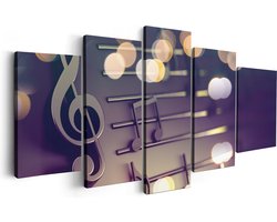 Artaza Canvas Schilderij Vijfluik Illustratie Van Muzieknoten - Abstract - 200x100 cm - Groot - Wanddecoratie Woonkamer - Schilderijen - Muurdecoratie