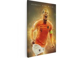 Artaza Canvas Schilderij Virgil van Dijk bij het Nederlands Elftal - 40x60 cm - Wanddecoratie Slaapkamer - Poster Schilderijen - Muurdecoratie