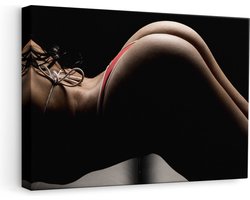 Artaza Canvas Schilderij Vrouwen Billen in String - Erotiek - 60x40 cm - Wanddecoratie Woonkamer - Schilderijen - Muurdecoratie