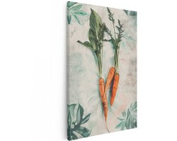 Artaza Canvas Schilderij Wortels - 120x180 cm - Groot - Keuken Wanddecoratie - Muurdecoratie Groente - Decoratie Vintage Botanisch