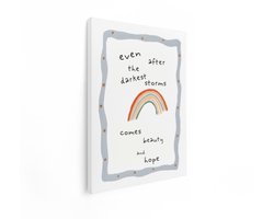 Artaza Canvas Schilderij Zelfgemaakte Poster met Regenboog en Inspirerende Tekst over Hoop en Schoonheid - 30x40 cm - Klein - Wanddecoratie Woonkamer - Schilderijen - Muurdecoratie