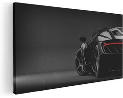 Artaza Canvas Schilderij Zwarte Sportwagen Auto - 100x50 cm - Groot - Wanddecoratie Woonkamer - Schilderijen - Muurdecoratie