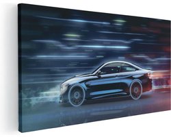 Artaza Canvas Schilderij Zwarte Sportwagen Auto - 100x50 cm - Groot - Wanddecoratie Woonkamer - Schilderijen - Muurdecoratie