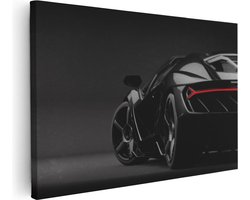 Artaza Canvas Schilderij Zwarte Sportwagen Auto - 120x80 cm - Groot - Wanddecoratie Woonkamer - Schilderijen - Muurdecoratie