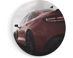 Artaza Forex Muurcirkel Rode Sportwagen Auto - 70x70 cm - Wandcirkel - Rond Schilderij - Wanddecoratie Cirkel - Muurdecoratie