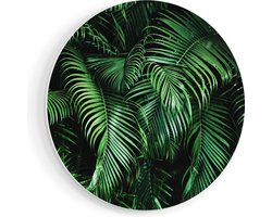 Artaza Forex Muurcirkel Tropische Palm Bladeren - Groen - 80x80 cm - Groot - Wandcirkel - Rond Schilderij - Wanddecoratie Cirkel