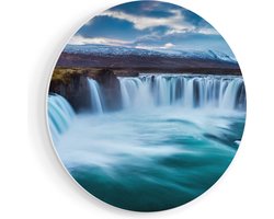 Artaza Forex Muurcirkel Watervallen In Het Blauw Groene Water - 50x50 cm - Klein - Wandcirkel - Rond Schilderij - Muurdecoratie Cirkel