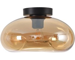 Artdelight - Plafondlamp Paradise Ø 28 cm amber glas zwart