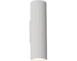 Artdelight - Wandlamp Brest ribbel H 25 cm gips wit