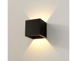 Artdelight - Wandlamp Cube - Zwart - LED 6W 2700K - IP54 - Dimbaar