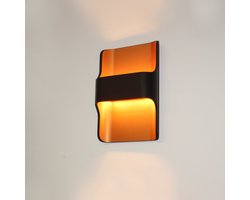 Artdelight - Wandlamp Dallas - Zwart / Goud - 2x LED 8W 2700K - IP54 - Dimbaar