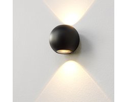 Artdelight - Wandlamp Denver - Zwart - 2x LED 4W 2700K - IP54 - Dimbaar