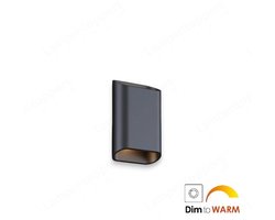 Artdelight Wandlamp Diaz-S Zwart Led 2 x 3Watt IP65 Dim To Warm