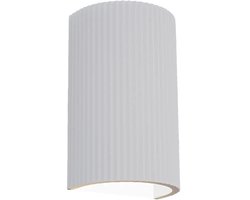 Artdelight - Wandlamp Nantes ribbel H 18 cm gips wit