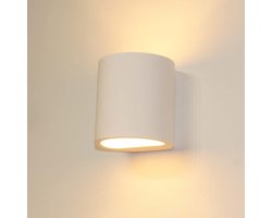Artdelight - Wandlamp Plaster rond H 12 cm Gips excl. G9 wit