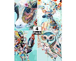 Artdot Diamond Painting Volwassen – Diamond painting Kinderen – Volledig pakket –4 Verschillende dieren – 40x30cm - Diamond painting en accessoires – Hobby en creatief – Knutsel pakket