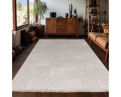 Arte Designer Vloerkleed Laagpolig Luxe Tapijt - Woonkamer Slaapkamer - Beige- 80x250 CM