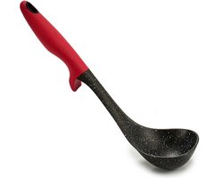 Arte R Kook/keuken gerei - jus opschep lepel - zwart/rood - kunststof - 30 cm